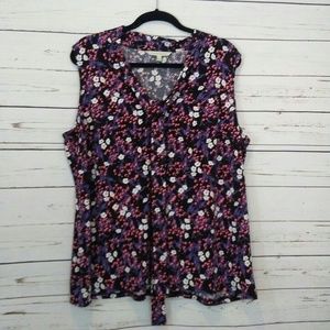 41 Hawthorn Floral Sleeveless Blouse - Black, Purple, Red, White
